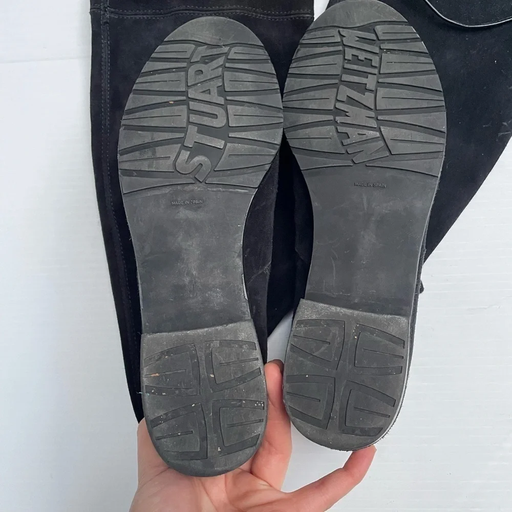Stuart Weitzman OTK Lowland Boots Shoes Suede Over the Knee Black